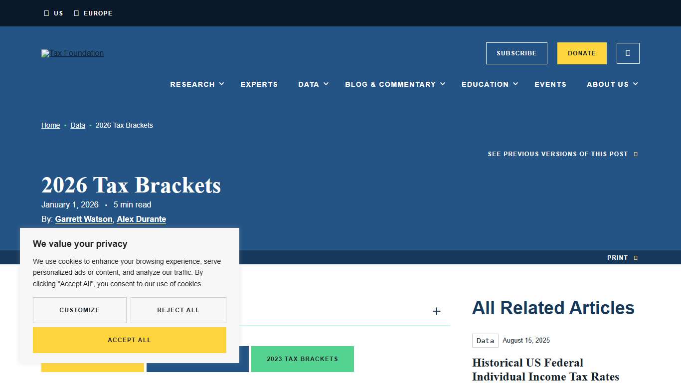 2026 Tax Brackets and Federal Income Tax Rates Tax Foundation